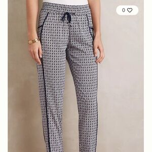 Anthropologie Ikat Joggers, Blue Motif, Size Medium